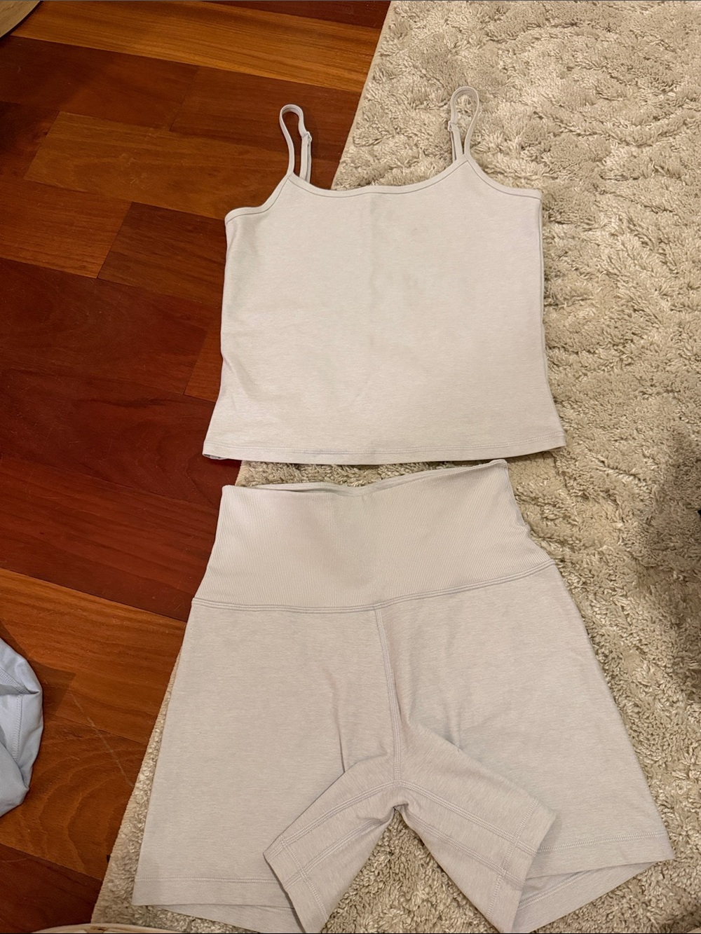 Aritzia Tank and High-Waist Bike Short Set Gray